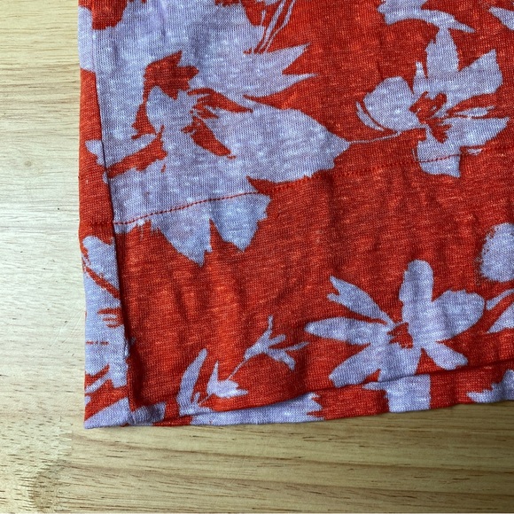 SPORTSCRAFT 'Tay' Orange Floral Print 100% Linen V-Neck Midi Dress Size M AU 12 - Picture 12 of 12